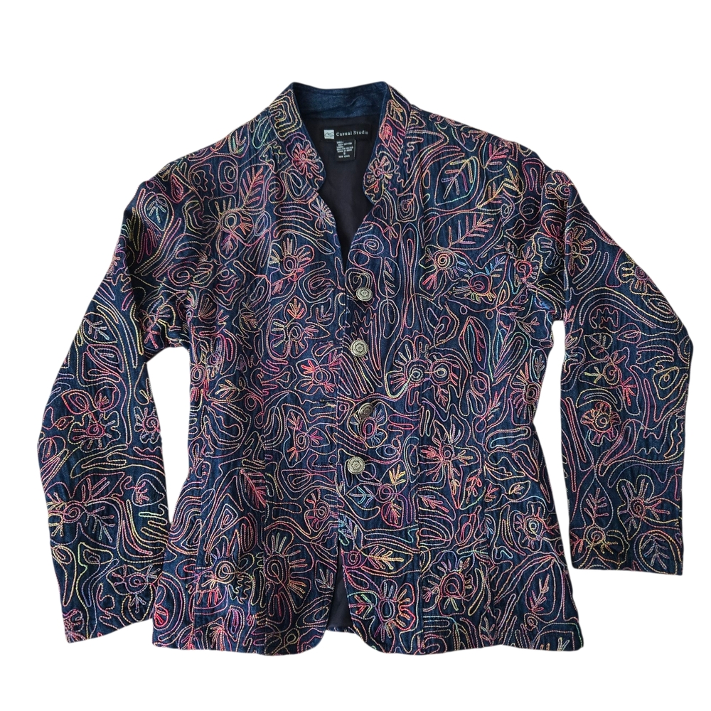 Elegant Multicolor Embroidered Blazer